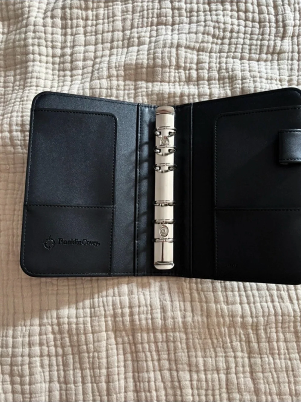 Franklin Covey Pocket Size 6‑Ring Binder – Black Faux Leather – Rare
